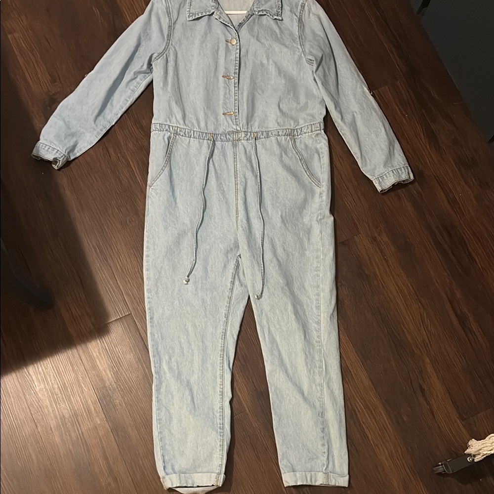 SHEIN Light Blue Denim Jumpsuit